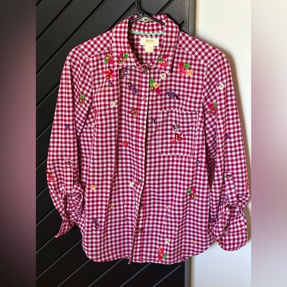Anthropologie sequin checked shirt. Size 4. Great condition! - Picture 1 of 5